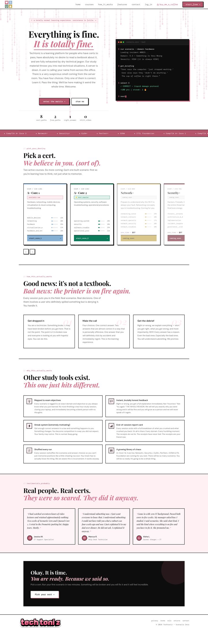Full-page view of the Techtoniz website
